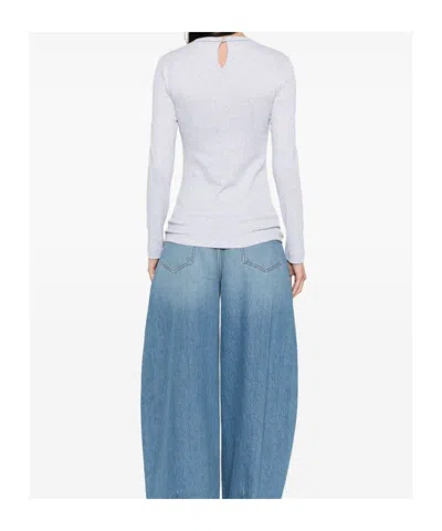 Brunello Cucinelli Crewneck Cotton Sweater With Back Keyhole Detail