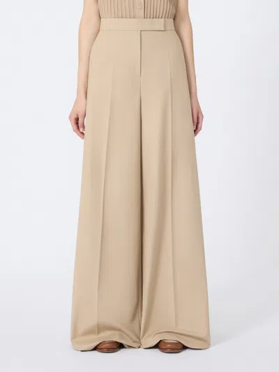 Max Mara Wide-fit Cotton Trousers In Neutral