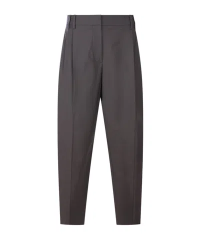 Brunello Cucinelli Casual Trousers With Belt Loops And Back Pockets In Brown
