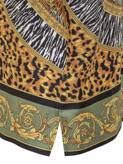 Versace Wild Cats Camp-collar Printed Silk-twill Shirt In Multi