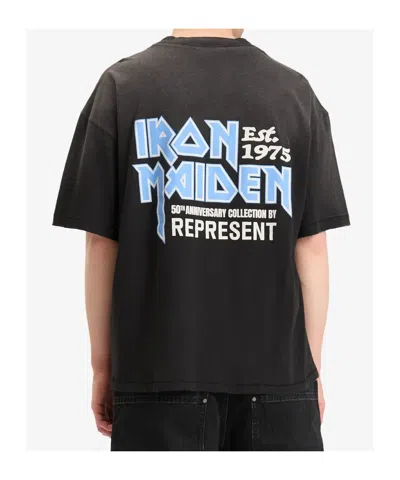 Represent Mens Stained Black Relaxed-fit Graphic-print Cotton T-shirt Xxl In Black