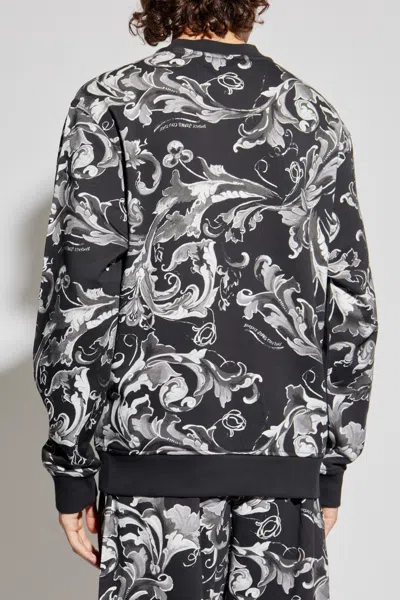 Versace Jeans Couture Barocco Printed Crewneck Sweatshirt In Gray
