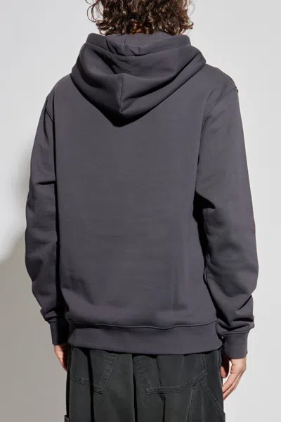 Versace Jeans Couture Logo Printed Drawstring Hoodie In Gray