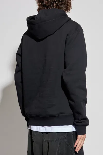 Versace Jeans Couture Logo Printed Drawstring Hoodie In Black