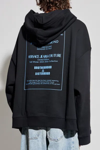Versace Jeans Couture Logo Printed Hoodie In Black