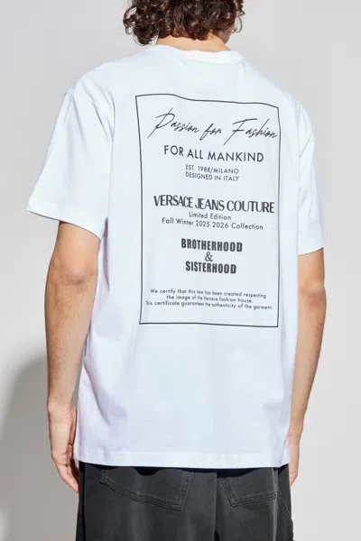 Versace Jeans Couture Logo Printed Crewneck T-shirt In White