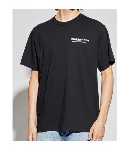 Versace Jeans Couture Logo Printed Crewneck T-shirt In Black