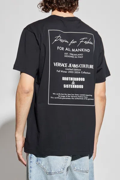 Versace Jeans Couture Logo Printed Crewneck T-shirt In Black