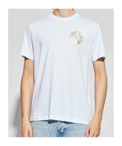 Versace Jeans Couture Logo Printed Crewneck T-shirt In White