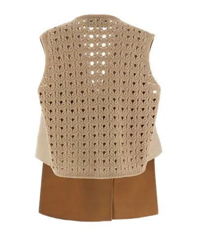 Fabiana Filippi Tricot Wool Vest Gilet Beige