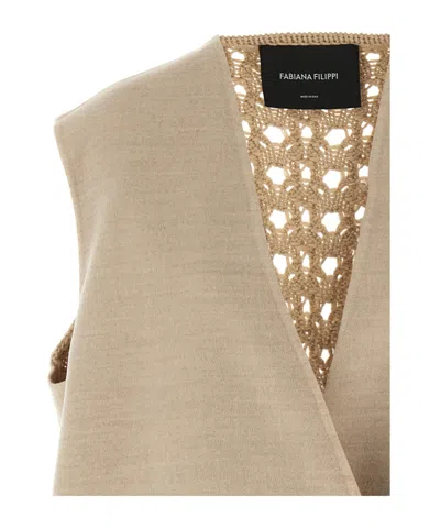 Fabiana Filippi Tricot Wool Vest Gilet Beige