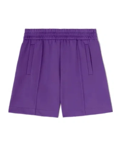 Palm Angels Back Curved Logo Track Shorts Purple In Blue