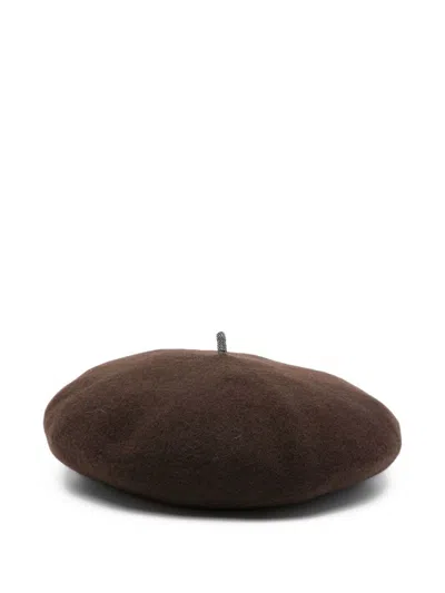 Brunello Cucinelli Women Wool Basque Hat In Brown