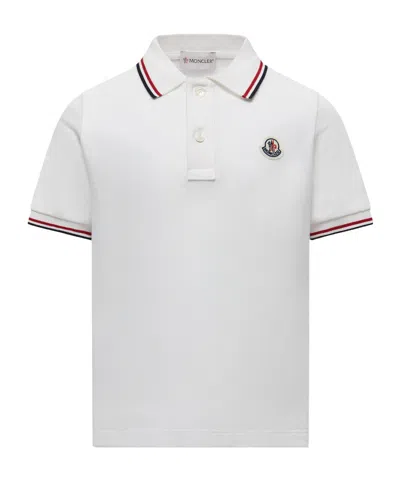 Moncler Tricolor-trimmed Cotton Piquet Polo Shirt In White