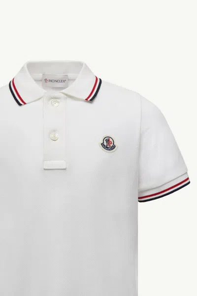 Moncler Tricolor-trimmed Cotton Piquet Polo Shirt In White