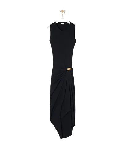 Loewe Womens Black Ruched Stretch-cotton Tank Dress In Black
