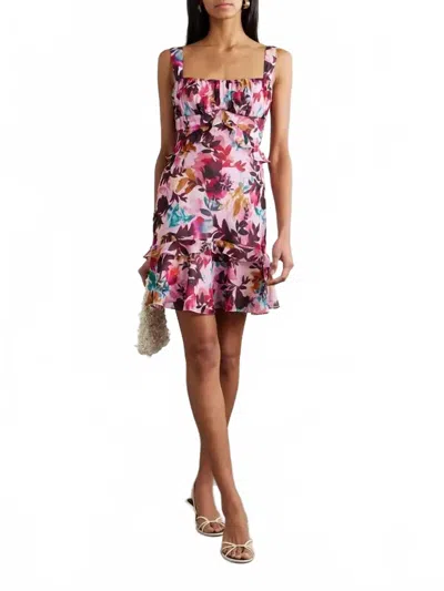 Saloni Chandra Short Dress In Watercolor In Pink