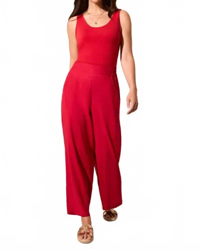 Tribal Linen Blend Pull-on Ankle Pants In Cherry Red In Red