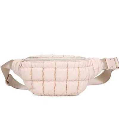 Sol And Selene Women's Resurgence Quilted Puffer Nylon Belt Bag Crossbody Sling Bag Cream