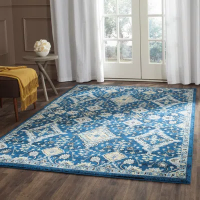 Safavieh Evoke Machine Made Area Rug, Royal / Ivory Traditional Style Easy Care In Blue
