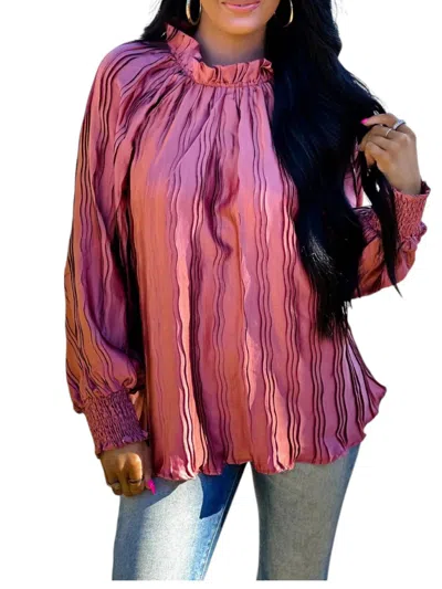 Glam Don't Mean A Thing Smocked Cuffs Top In Rust In Pink