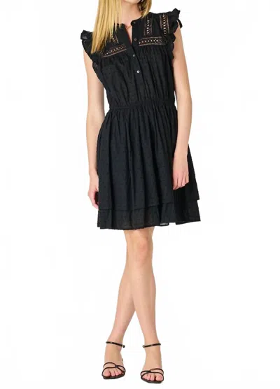 Dex Sleeveless Swiss Dot Mini Dress In Black In Black