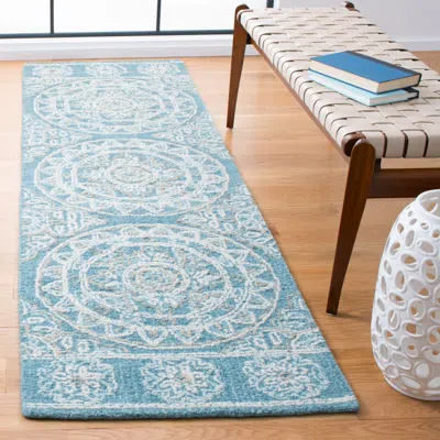 Safavieh Blossom Hand Made Area Rug, Blue / Ivory Traditional Style Non-shedding In Blue