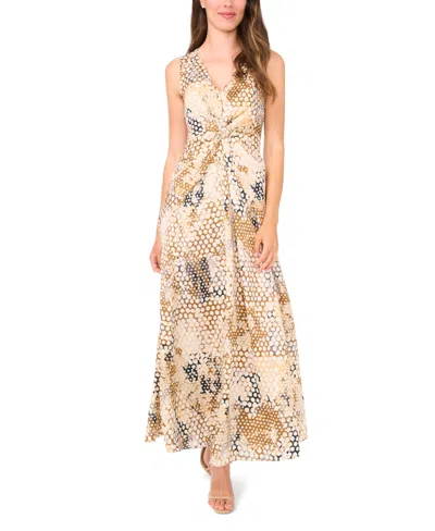 1.state Women's Sleeveless Knot Front Chiffon Maxi Dress In Neutral