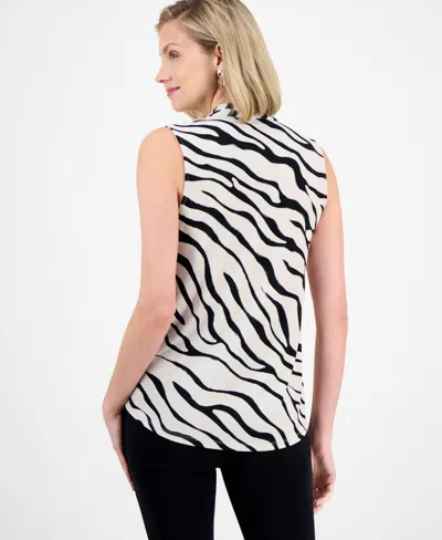Jm Collection Women's Printed V-neck Sleeveless Knit Blouse, Exclusively At Macy's In Multi
