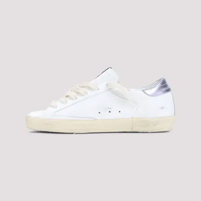 Golden Goose Super Star Leather Upper And Toe Glitter Star Laminated Heel In White