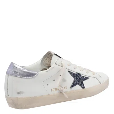 Golden Goose Super Star Leather Upper And Toe Glitter Star Laminated Heel In White