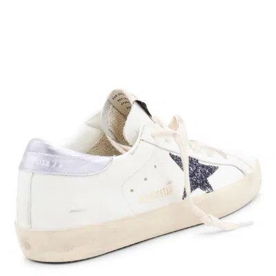 Golden Goose Super Star Leather Upper And Toe Glitter Star Laminated Heel In White