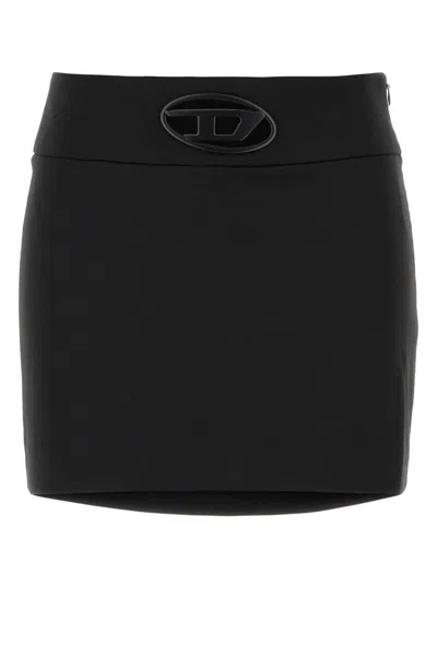 Diesel O-dixy Wool Blend Mini Skirt In Black
