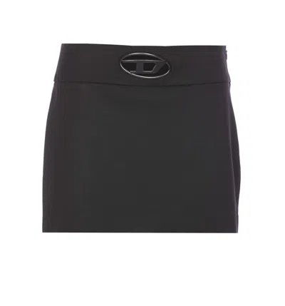 Diesel O-dixy Wool Blend Mini Skirt In Black