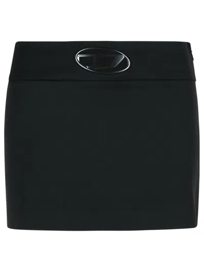 Diesel O-dixy Wool Blend Mini Skirt In Black