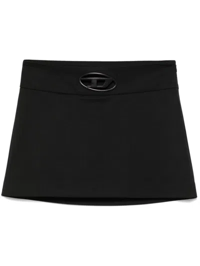 Diesel O-dixy Wool Blend Mini Skirt In Black
