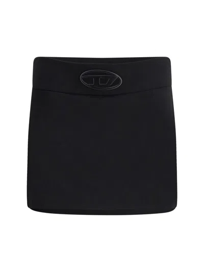 Diesel O-dixy Wool Blend Mini Skirt In Black