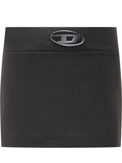 Diesel O-dixy Wool Blend Mini Skirt In Black