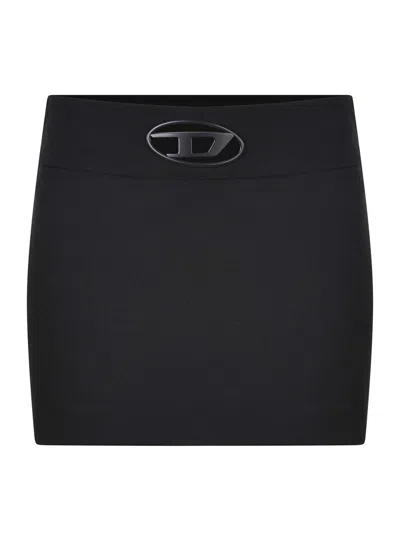 Diesel O-dixy Wool Blend Mini Skirt In Black