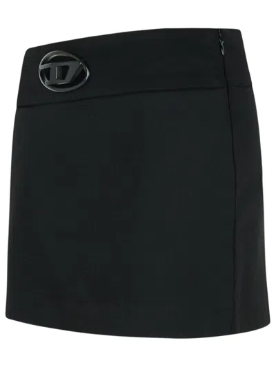 Diesel O-dixy Wool Blend Mini Skirt In Black