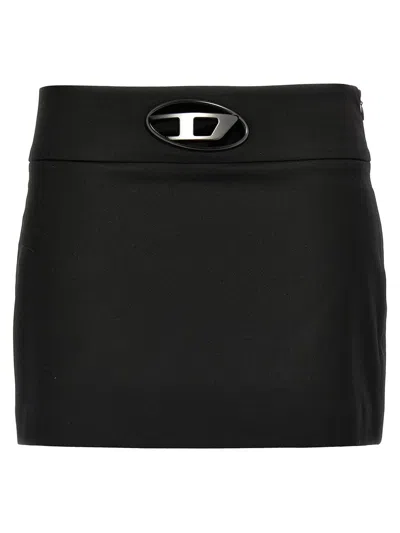 Diesel O-dixy Wool Blend Mini Skirt In Black