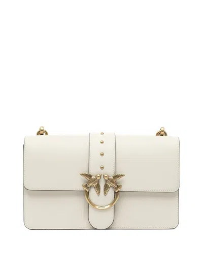 Pinko Love One Leather Crossbody Bag In White