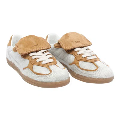 Alohas Tan Leather Sneakers With Textured Fur Accents In Neutral