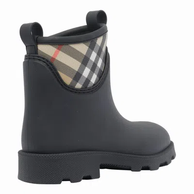 Burberry Patterned Check Pull Tabs Rubber Sole Boots