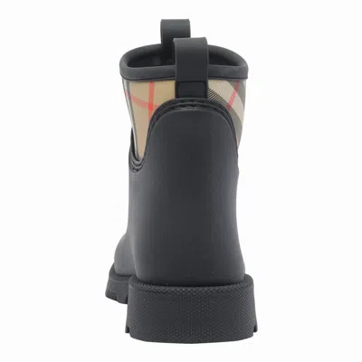 Burberry Patterned Check Pull Tabs Rubber Sole Boots
