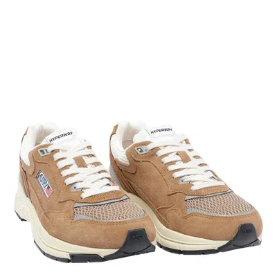 Autry Hyperway Sneakers In Cigar And Silver Mesh And Suede