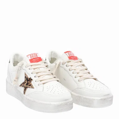 Golden Goose Leopard-print Leather Star Sneakers In White