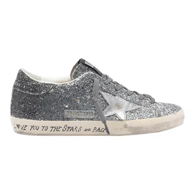 Golden Goose Silver And Black Leather Super Star Sneakers