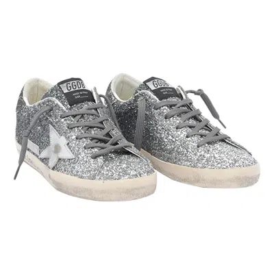 Golden Goose Silver And Black Leather Super Star Sneakers