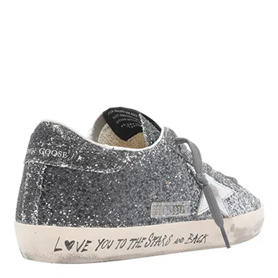 Golden Goose Silver And Black Leather Super Star Sneakers